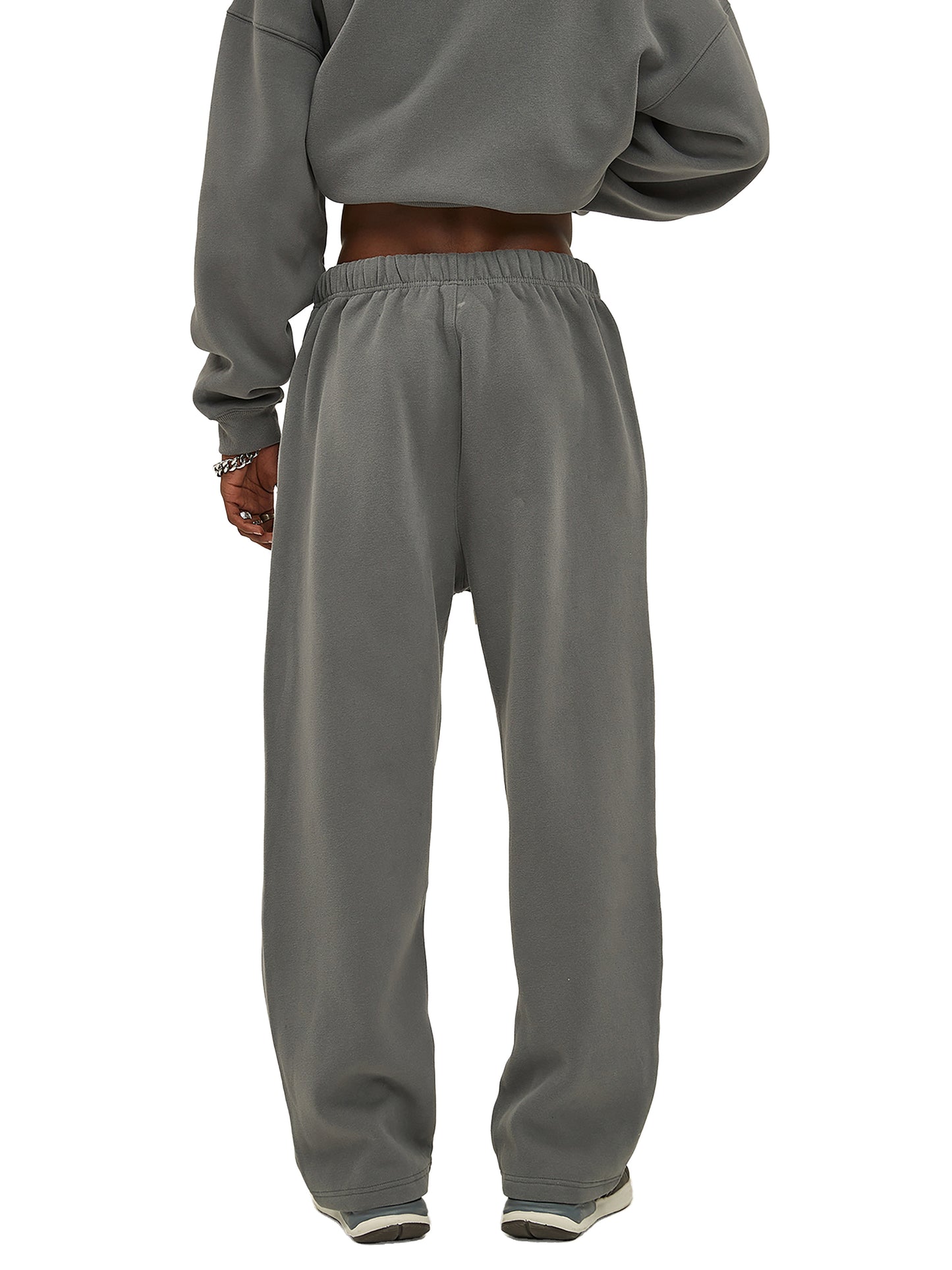 YOUNG KING - Streetwear Unisex Solid Color Fleece Straight Leg Pants