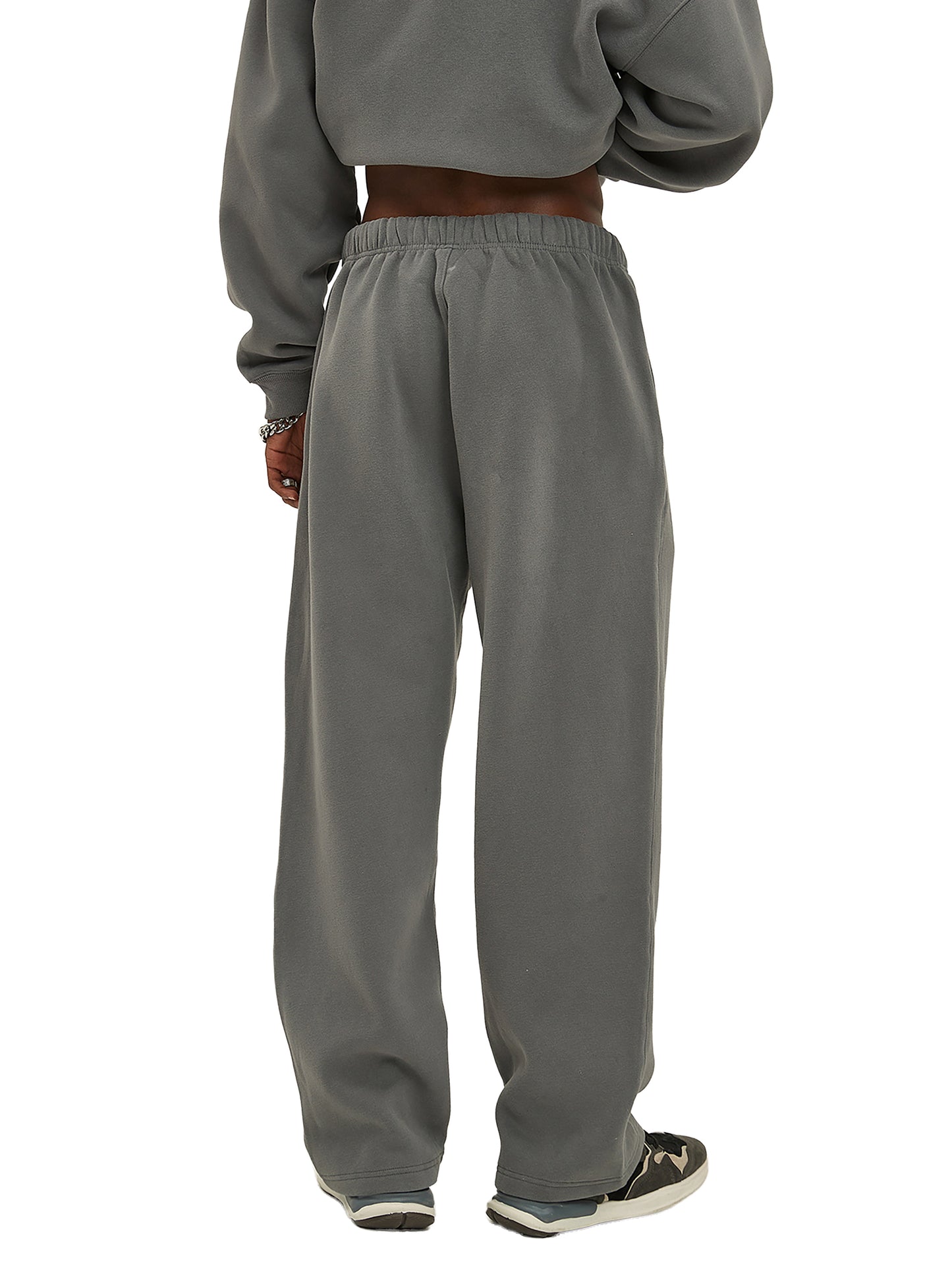 YOUNG KING - Streetwear Unisex Solid Color Fleece Straight Leg Pants